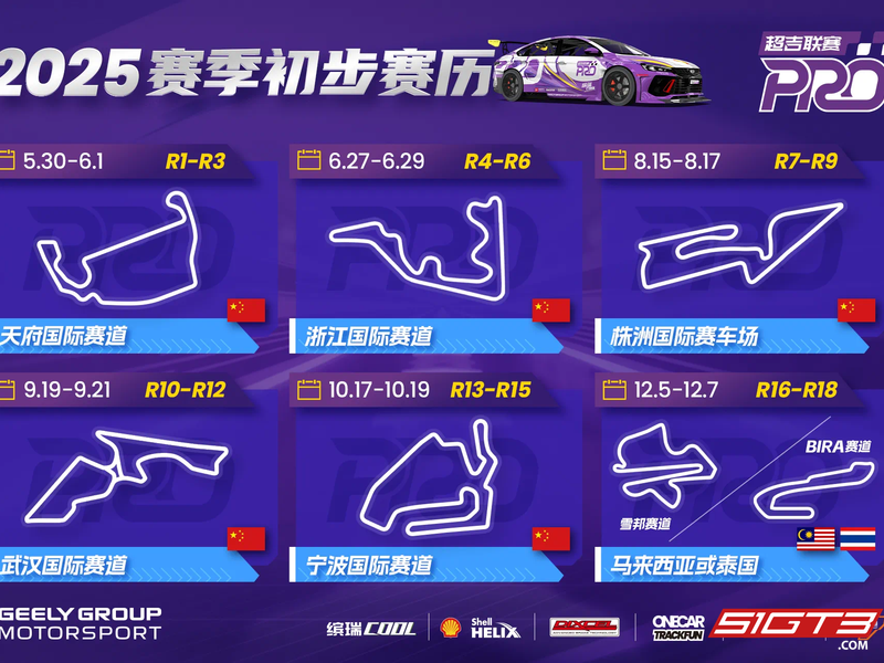 Předběžný kalendář sezóny Geely Super Cup Pro 2025