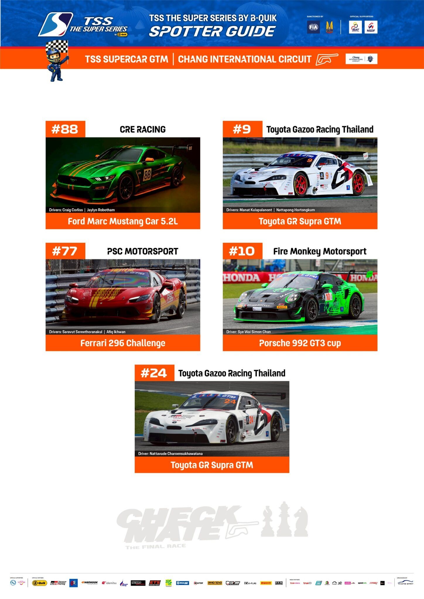 2025 Thailand Super Series Event 5: TSS Supercar GTM & GTC Entry List