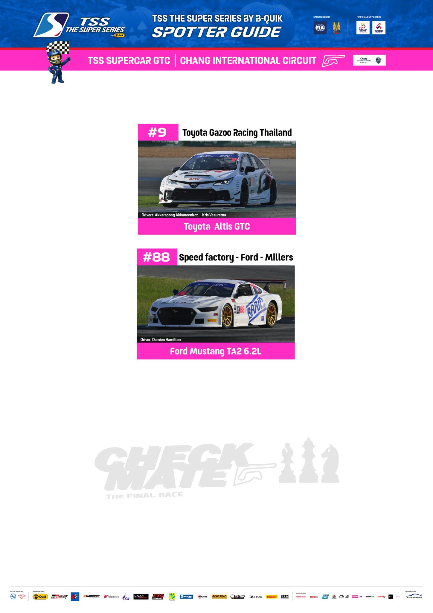 5. závod Thailand Super Series 2025: Seznam přihlášených do TSS Supercar GTM a GTC