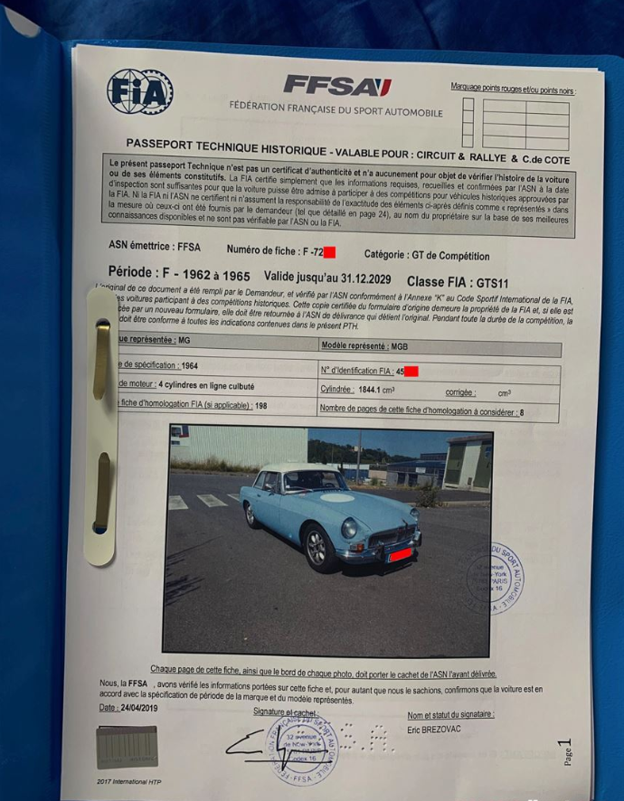 MGB Roadster LHD FIA历史赛车