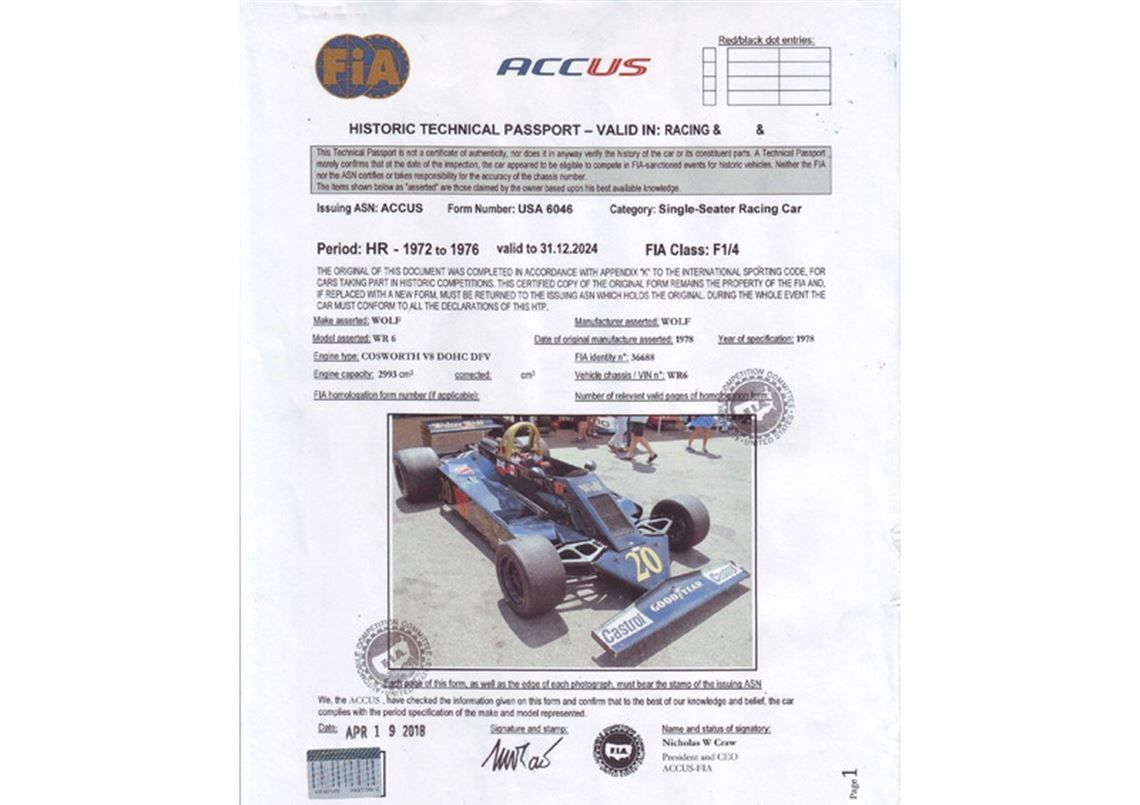 1978 Wolf WR6 Formula 1