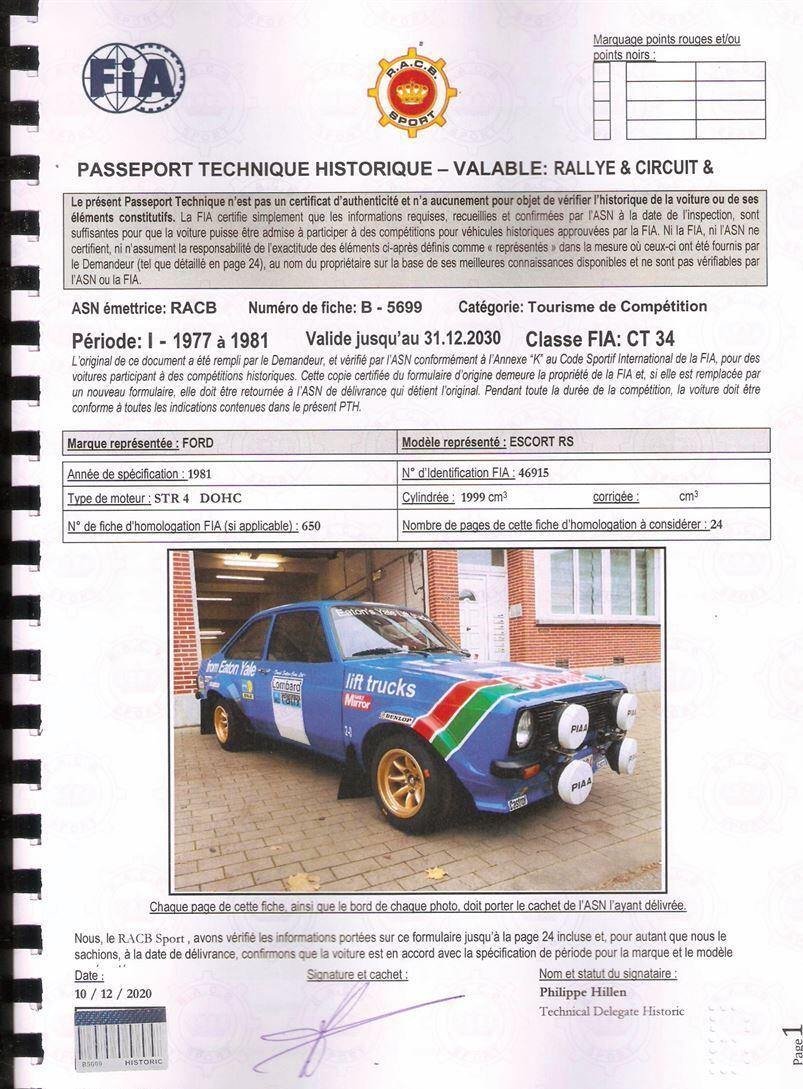 1981 Ford Escort MK2 Rally Gr4 (FIA VALID UNTIL 2030)