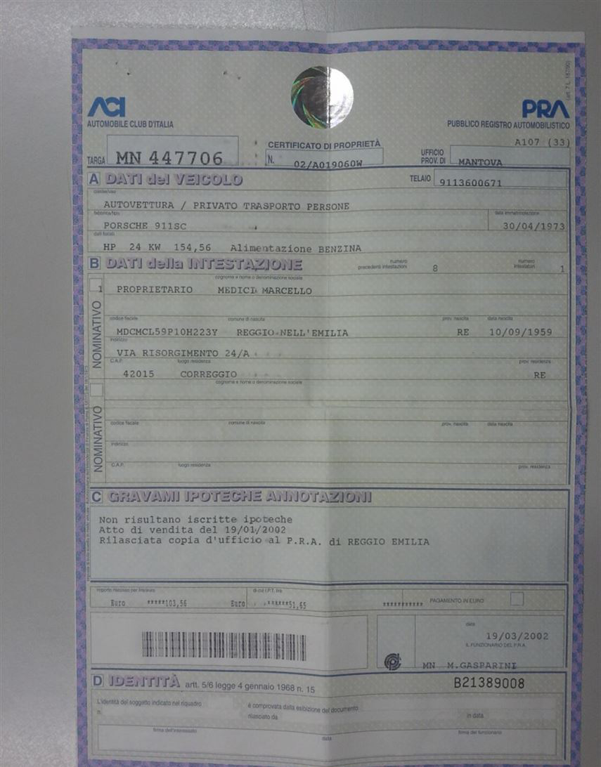1973 保时捷2.7 Carrera RS Touring