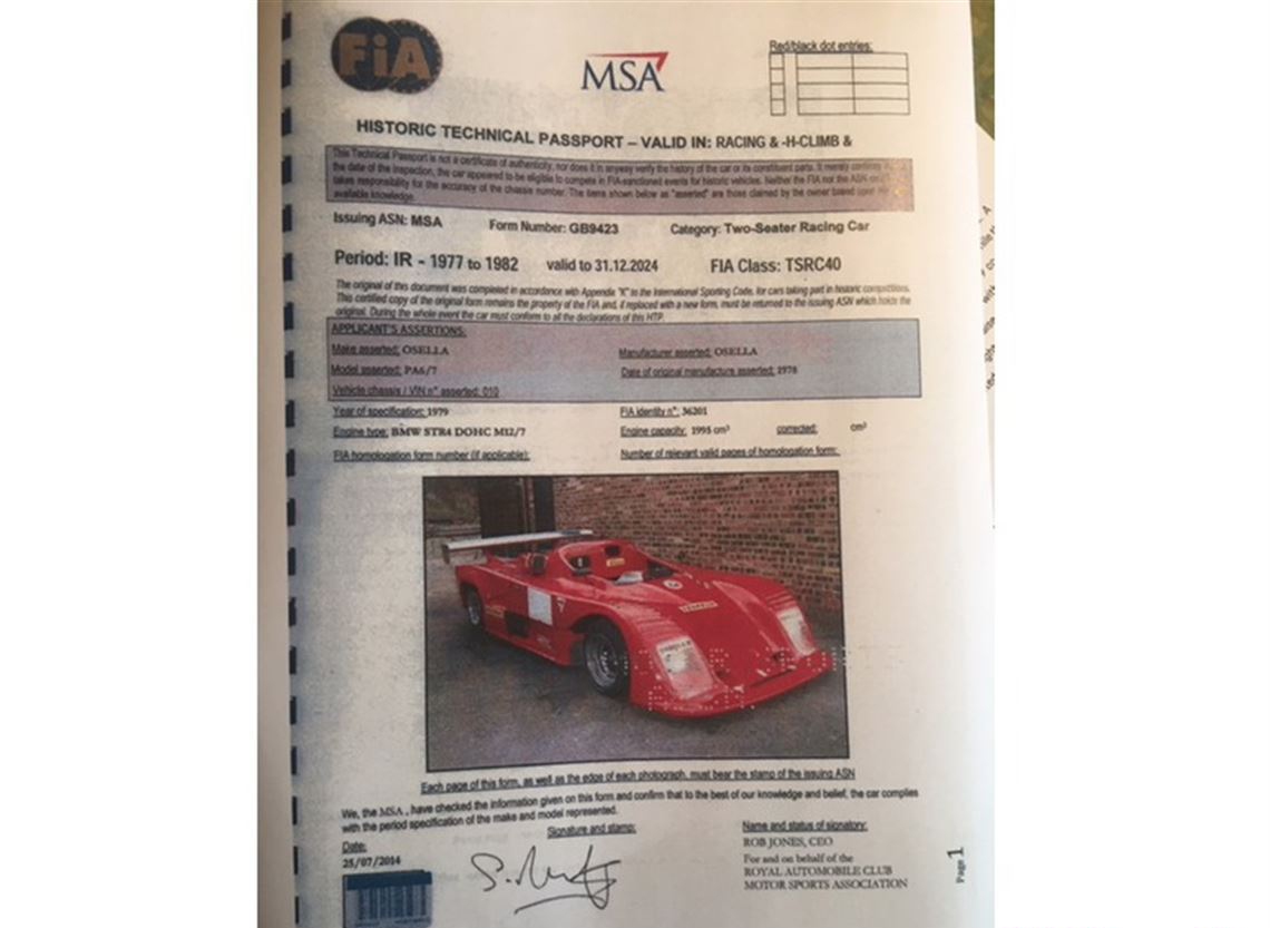 1978 Osella PA6 底盘编号#010