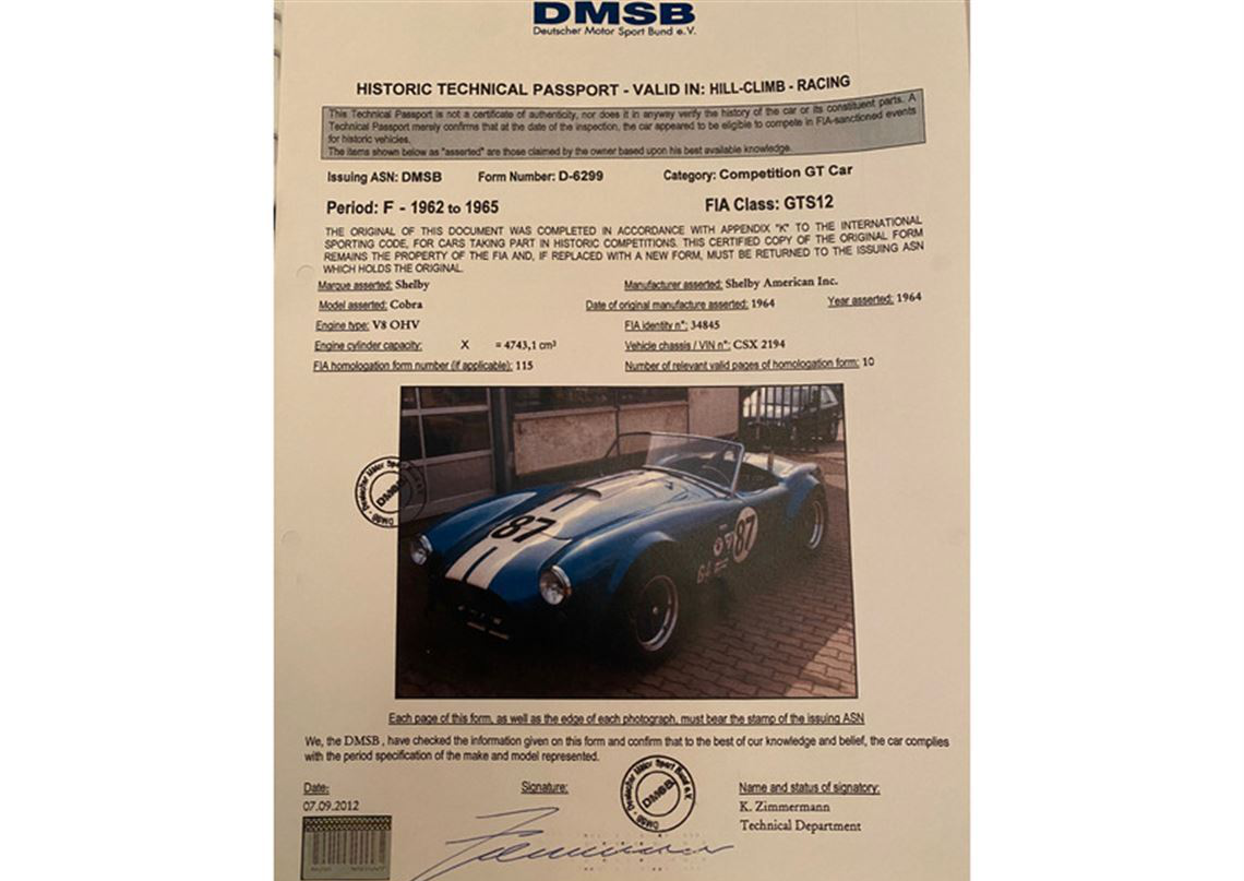 1963 Shelby Cobra 289ci