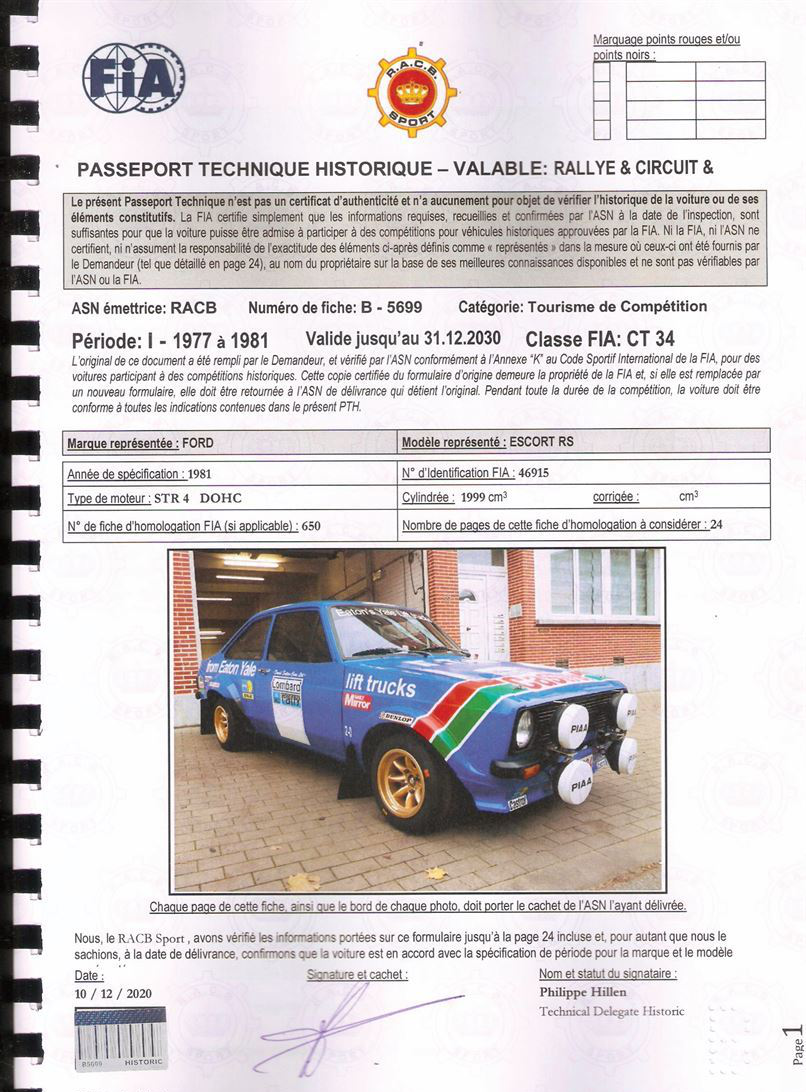 1981 Ford Escort MK2 Rally Gr4 (FIA认证有效期至2030)