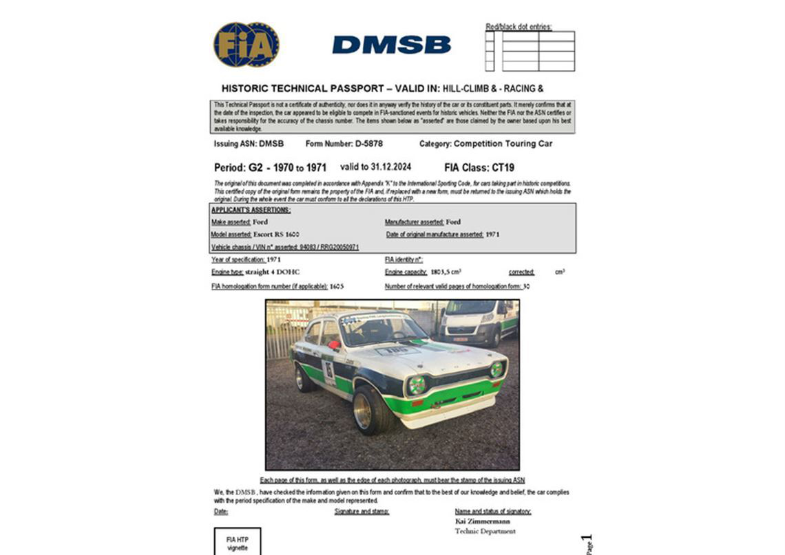 1971 福特Escort RS1600 FIA Gp2