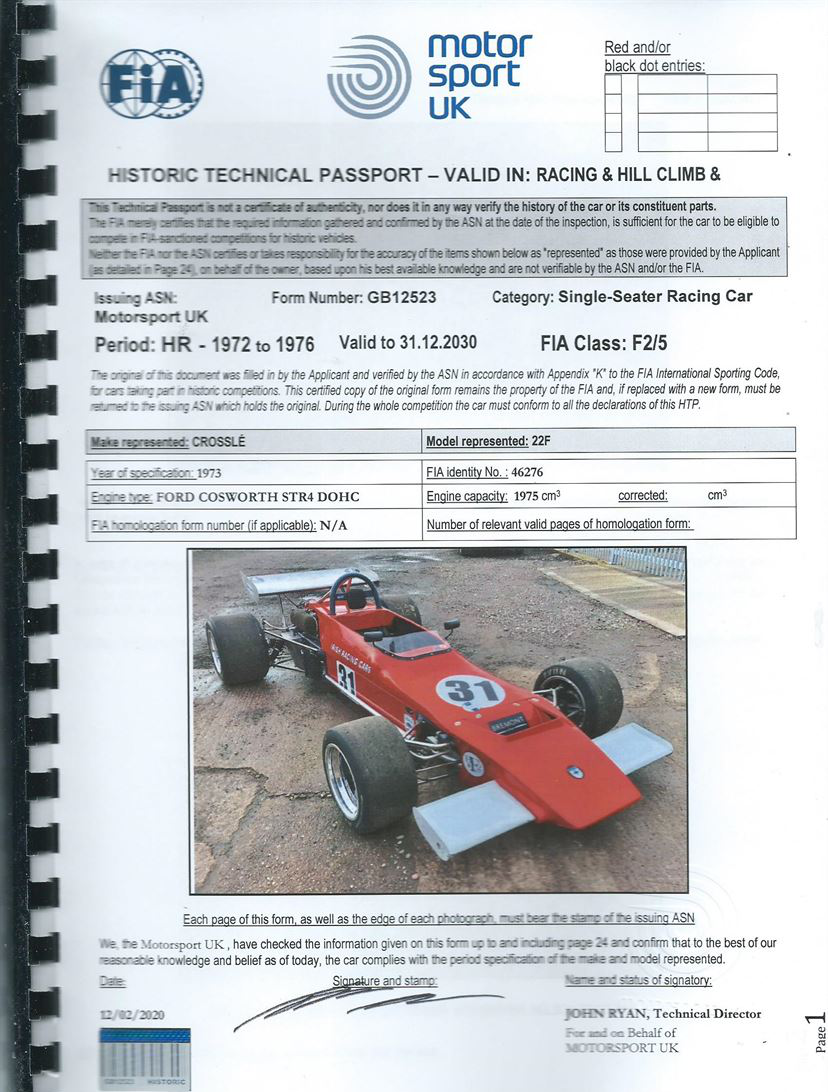Crosslé 22F-72-01, Historic Formula 2