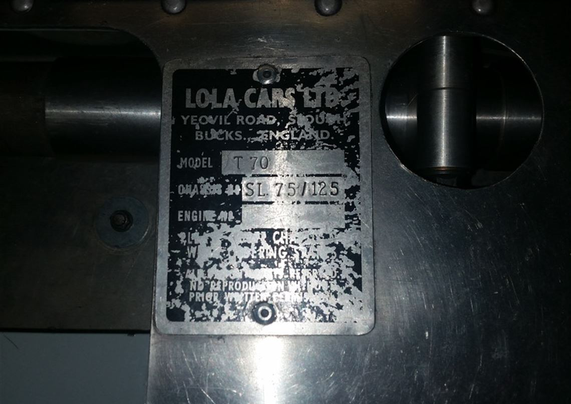 1967 Lola T70 Mk3B Spyder 底盘编号#SL75/125