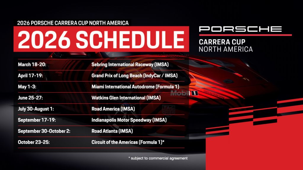 2026年保时捷卡雷拉杯北美赛事日程