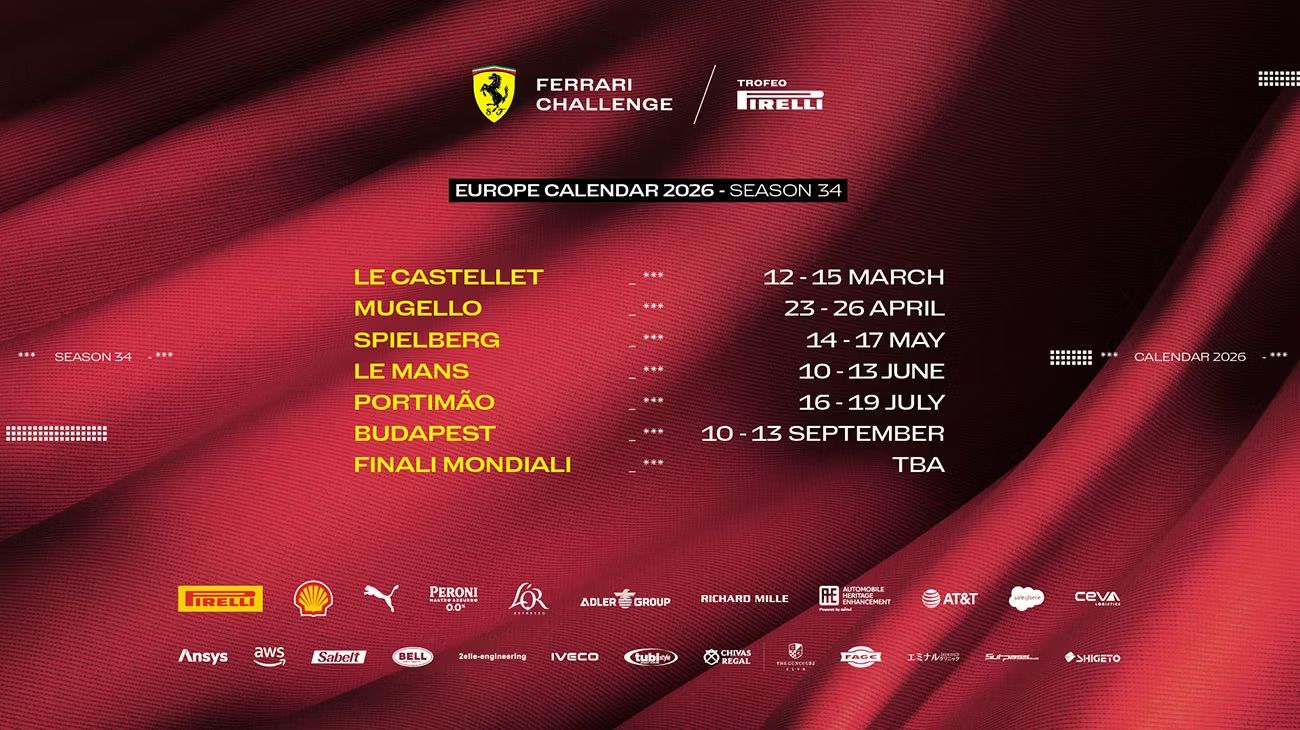 Calendrier Ferrari Challenge Europe 2026 – Saison 34