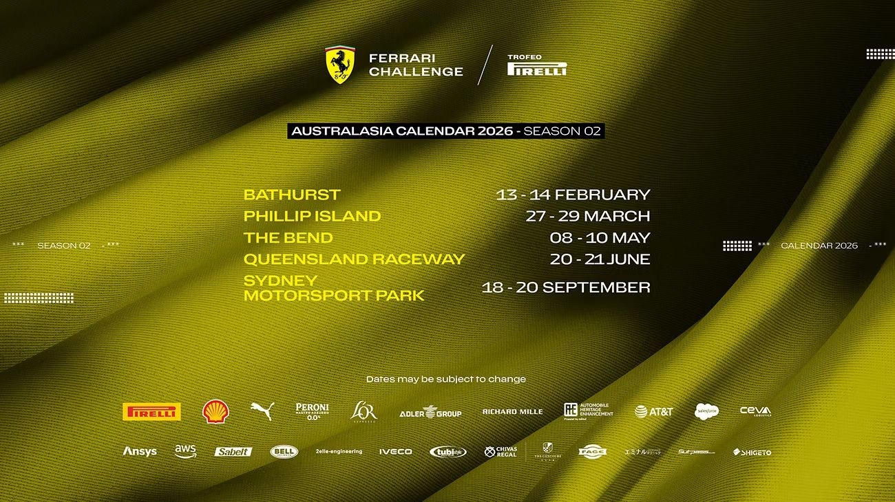 Calendrier Ferrari Challenge Australasia 2026 – Saison 02