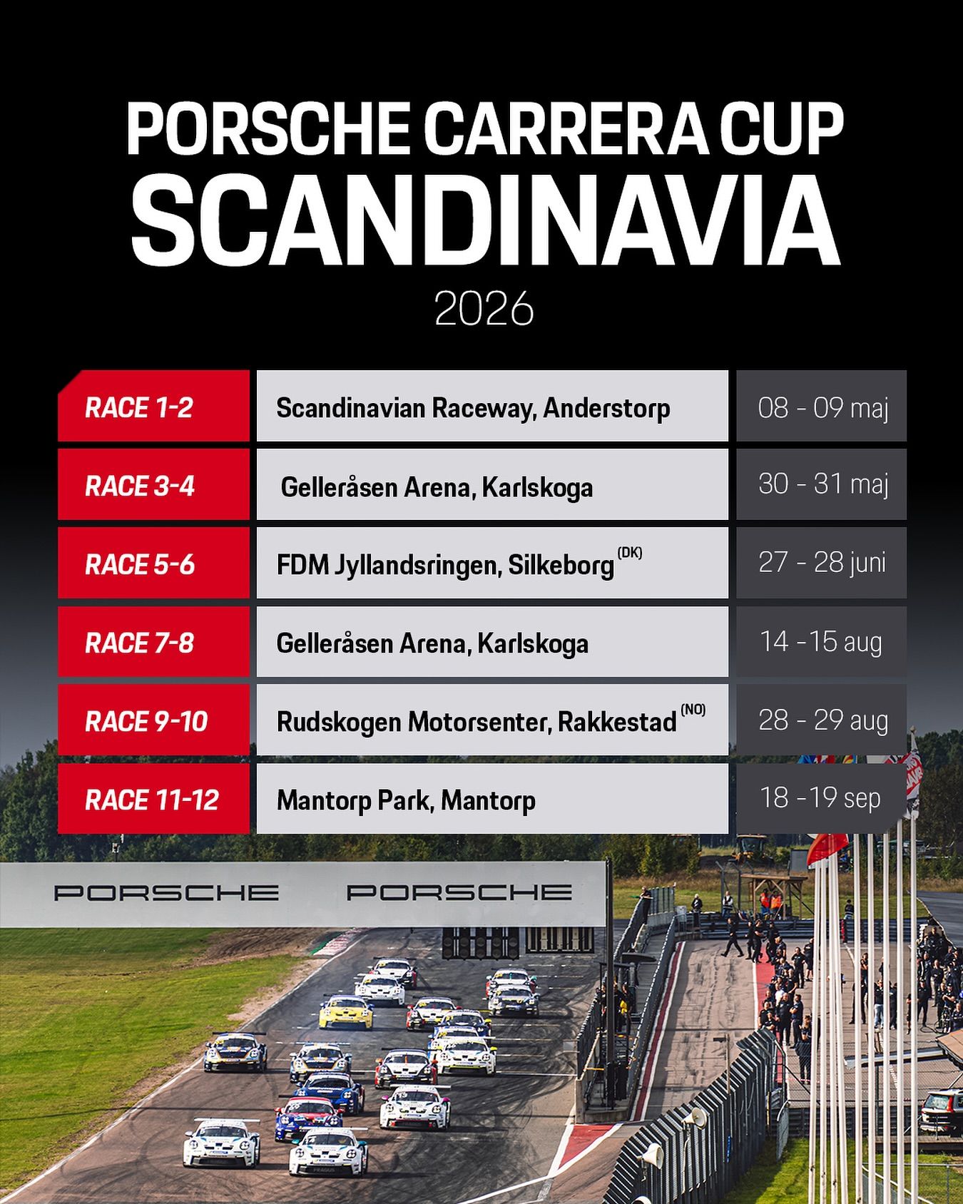2026 ポルシェ カレラ カップ スカンジナビア レースカレンダー