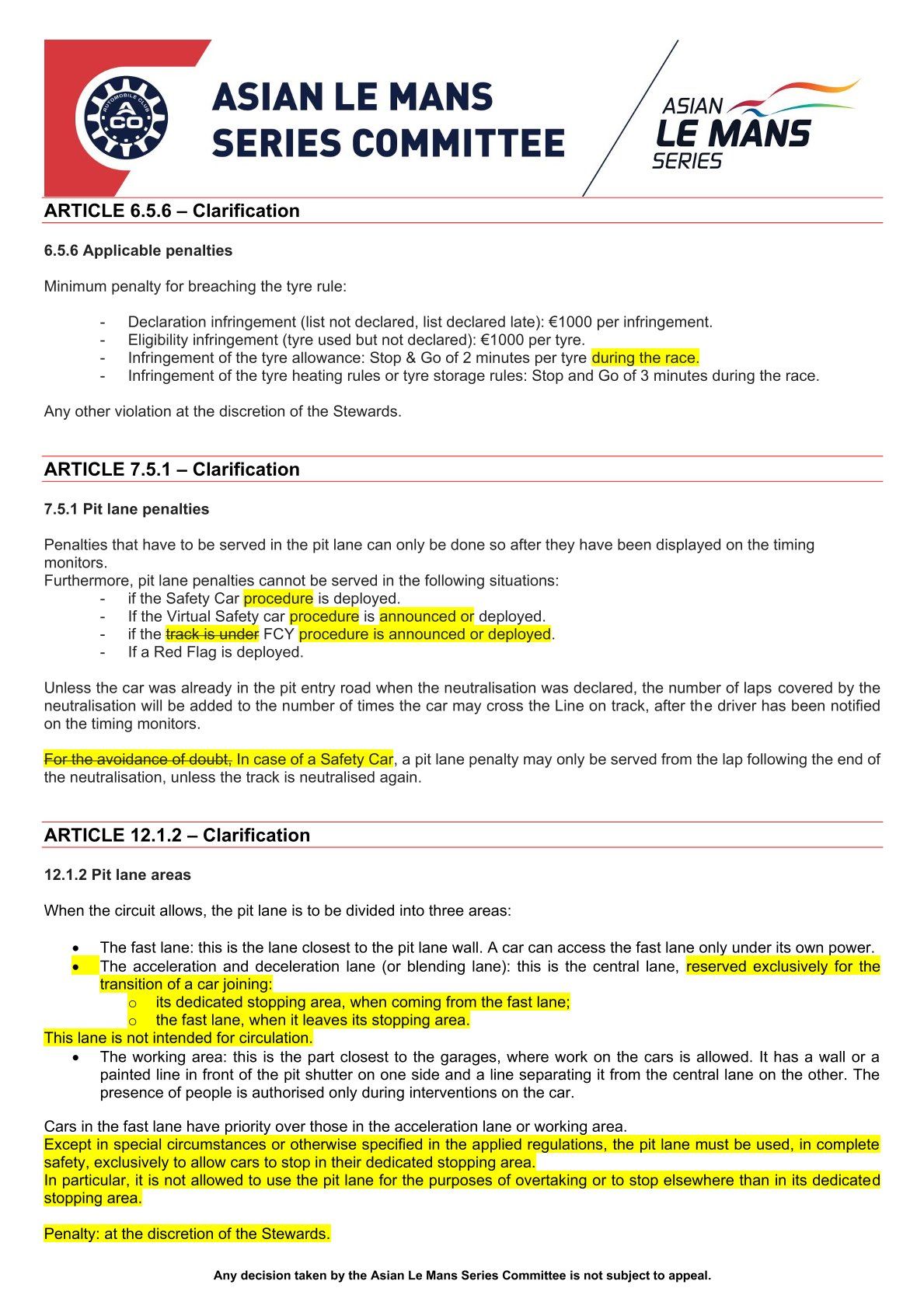 2025–2026 Asya Le Mans Serisi Sportif Açıklamalar Genel Bakışı
