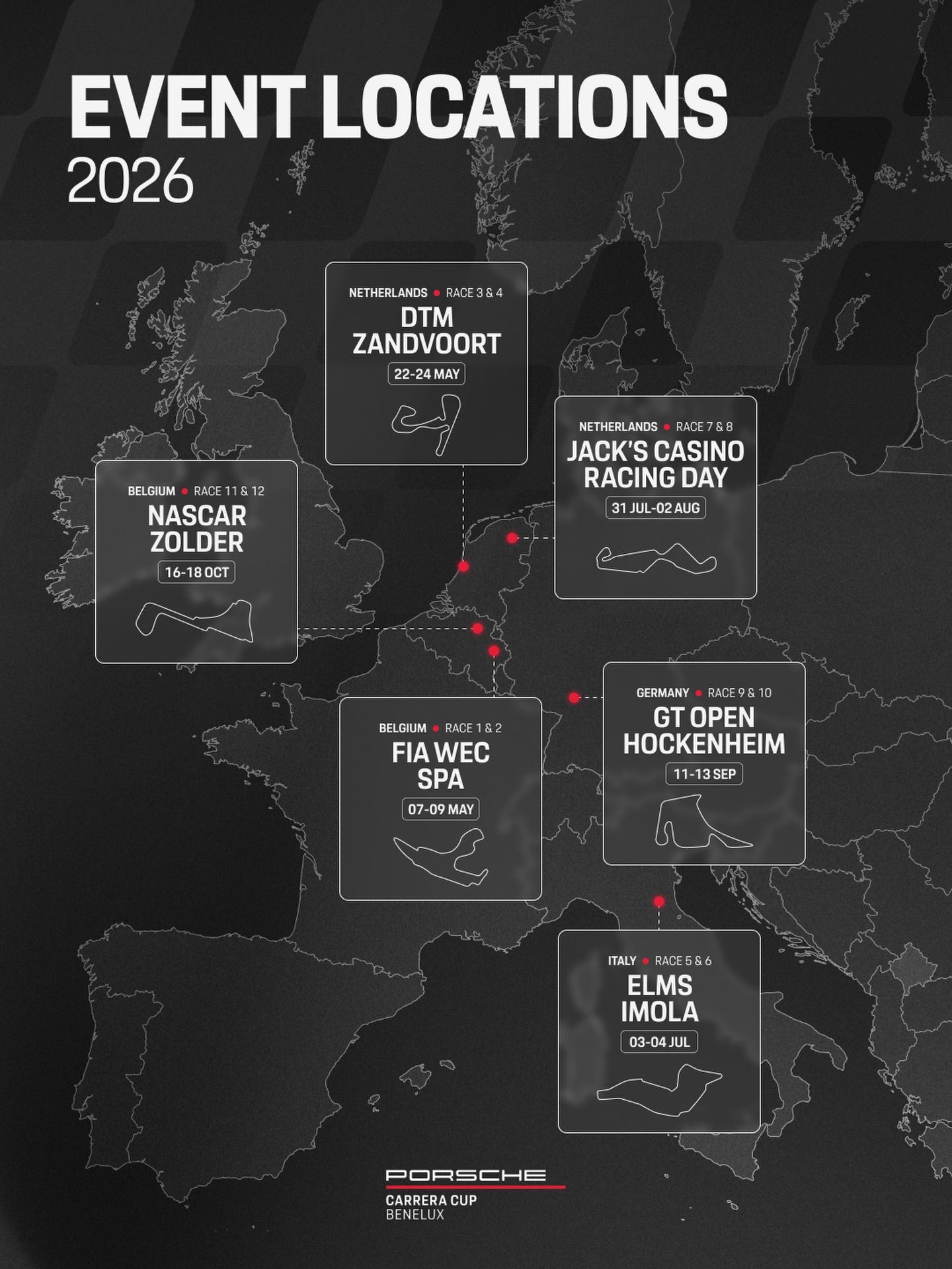 ポルシェ カレラ カップ ベネルクス 2026 カレンダー概要